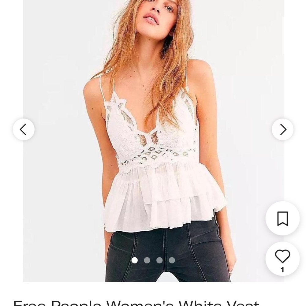 Free People White Lace Peplum Camisole